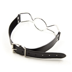 Deluxe Leather Lockable Ring Gag, Ball Gag, Open With Adjustable