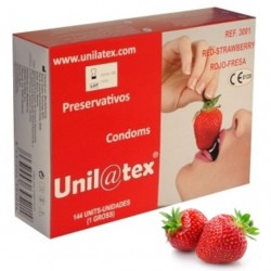 Box of 144 Red/Strawberry Unilatex condoms
